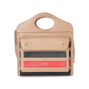 Burberry Tan & Multicolor Leather Stripe Mini Pocket Bag